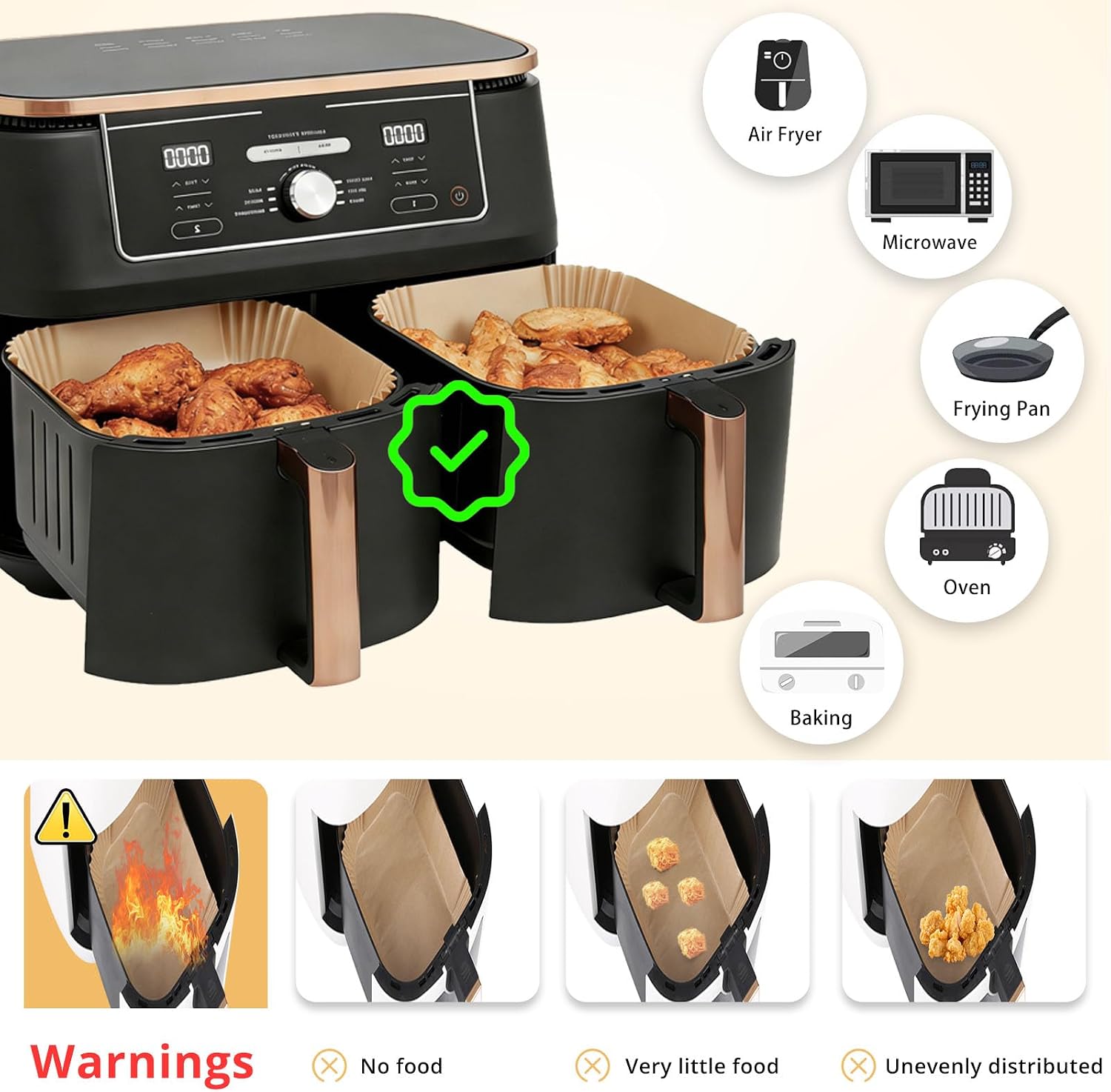 Detalle 2 de Ninja AF300UK AF400UK 150pcs air fryer liners 🧁