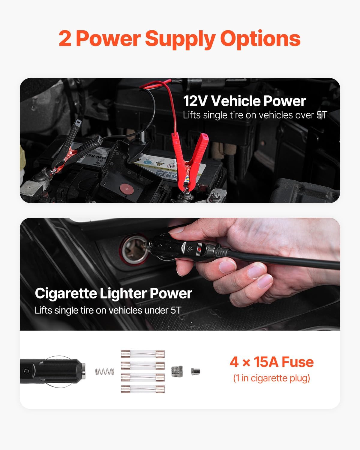 Detalle 2 de VEVOR Cric Électrique pour Voitures 5 T avec Gonflage Intégré et Lumière LED