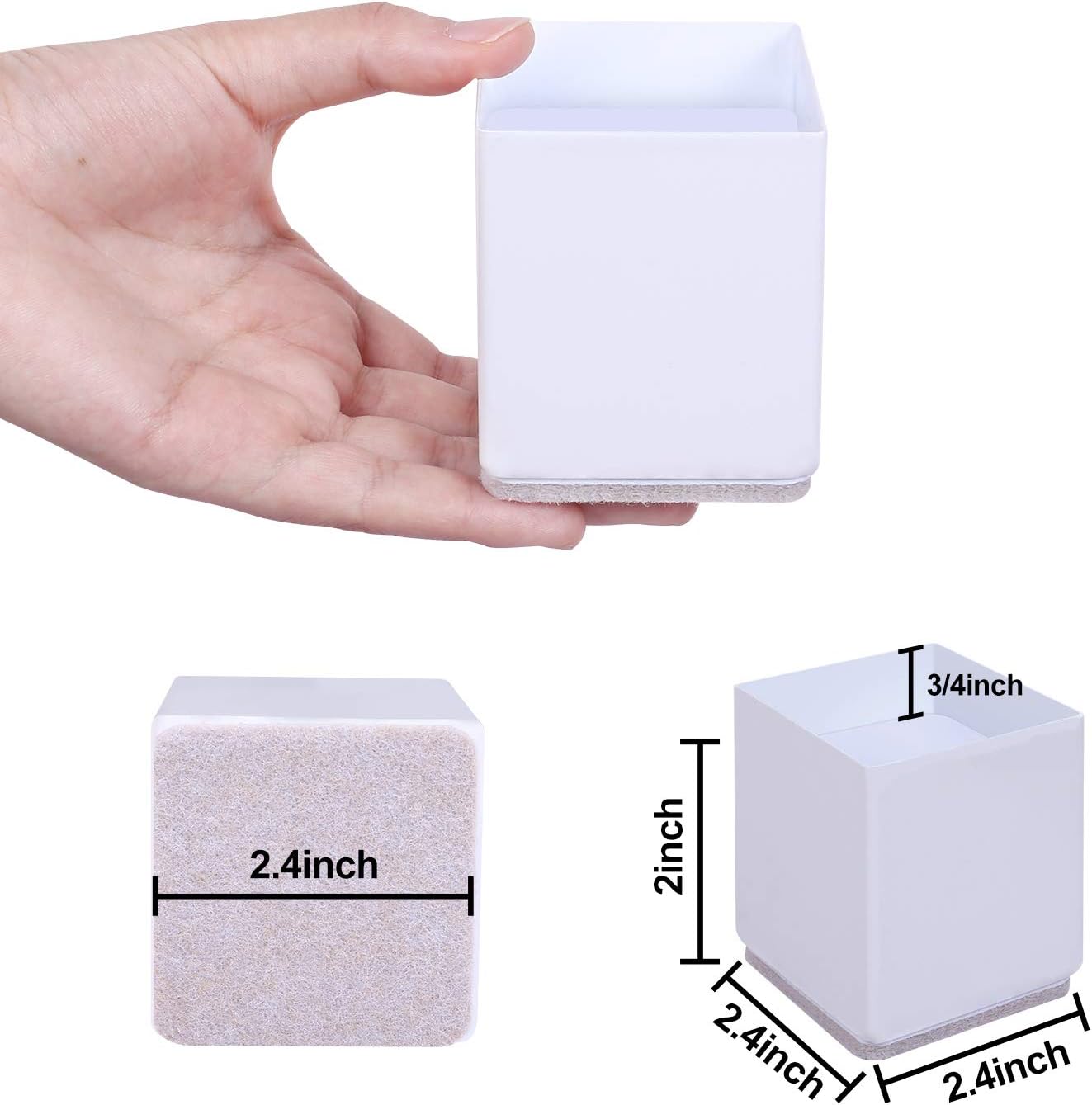 Detalle de RCHYFEED 2-Inch Furniture Risers (4 Pack) – Heavy-Duty Metal Bed/Chair/Table Lifts