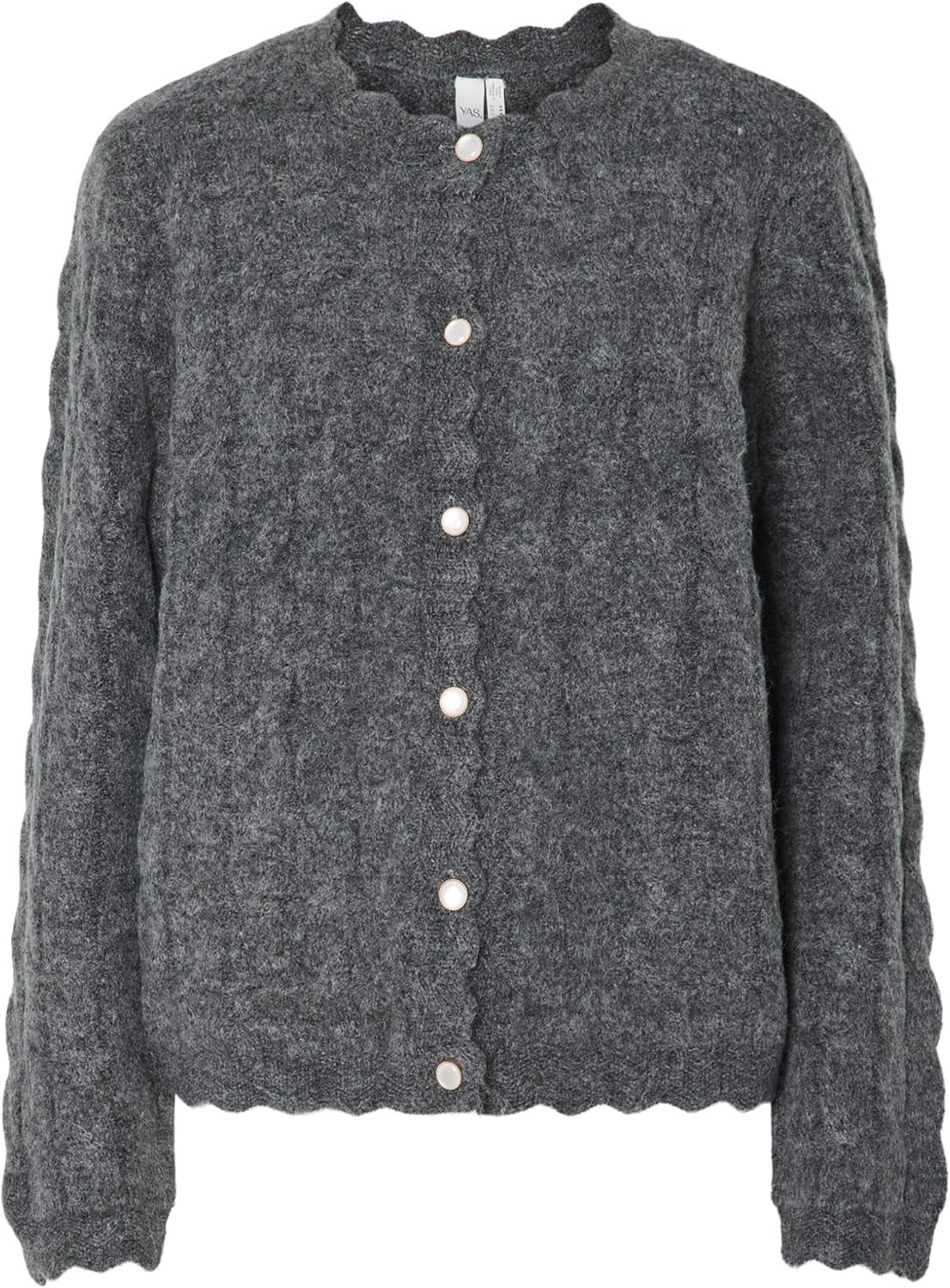 Detalle de YAS Damen Yasbubera LS Knit Cardigan – Strickcardigan mit durchgehender Frontöffnung