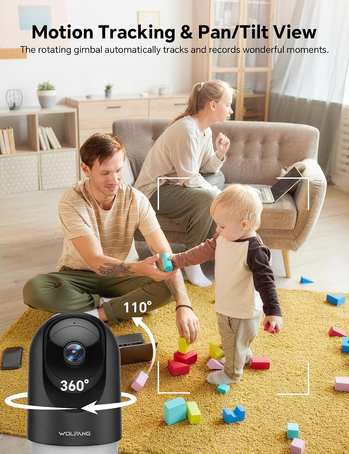 Detalle 2 de WOLFANG 2K Indoor Camera: 2-Pack Pet Camera with Motion Detection and Night Vision