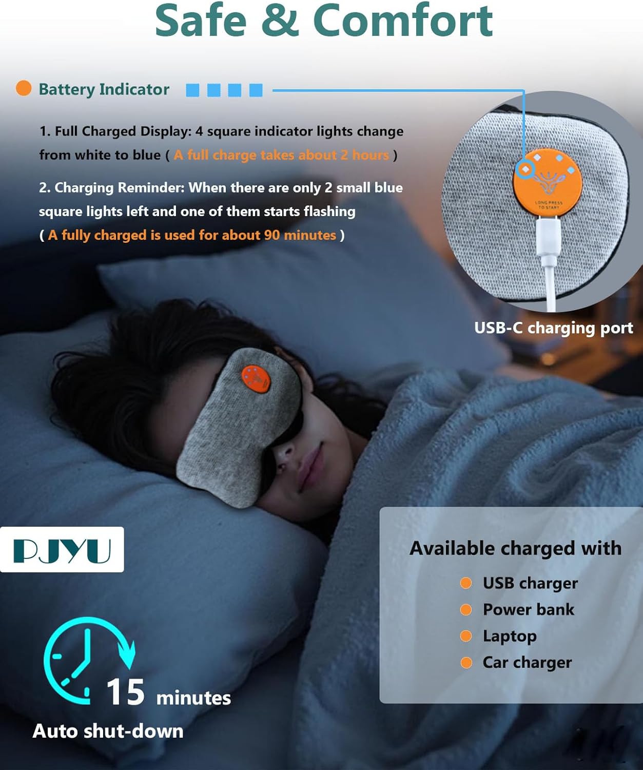 Thumbnail 2 de PJYU Heated Eye Mask for Dry Eyes: Rechargeable, Light-Blocking, with Adjustable Heat