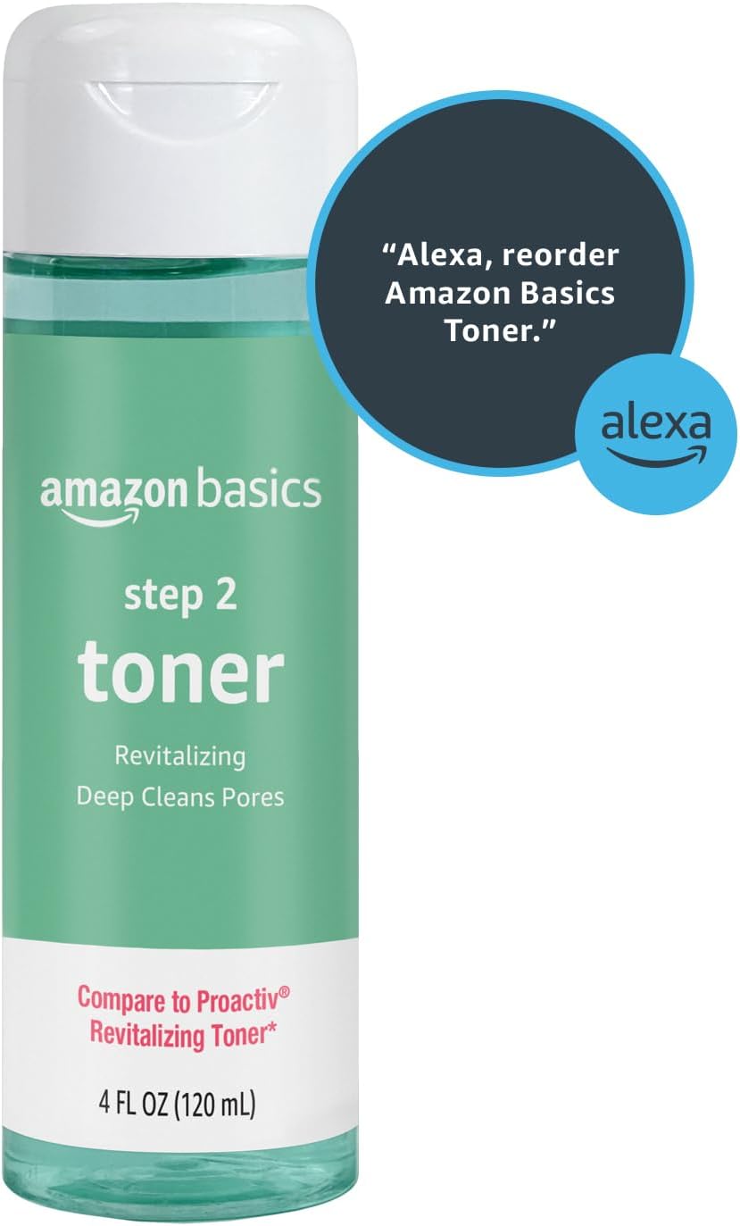 Detalle de Amazon Basics 3-Step Acne Treatment System Revitalizing Face Toner (4 fl oz)