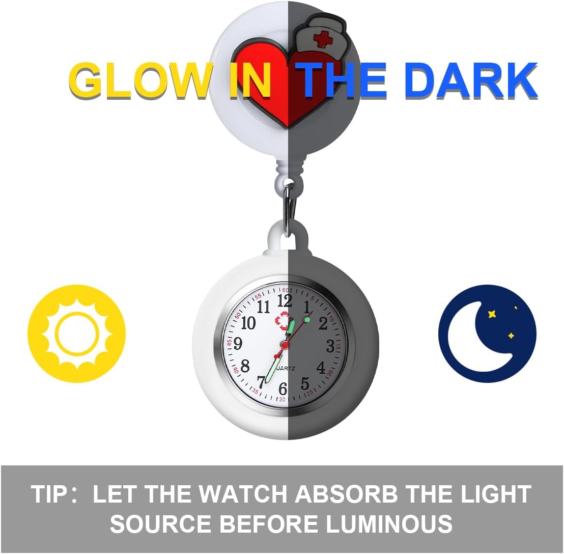 Thumbnail 3 de Vicloon Krankenschwester Armbanduhr Einziehbare Uhren mit Glow Pointer – 2er Set