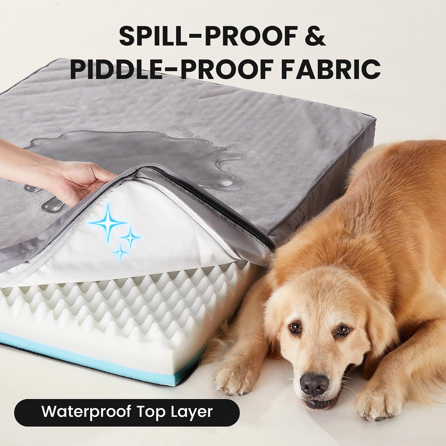 Detalle de OhGeni PBR3V137 Orthopedic Dog Bed, 41 x 28-Inch Reversible Memory Foam, Gray