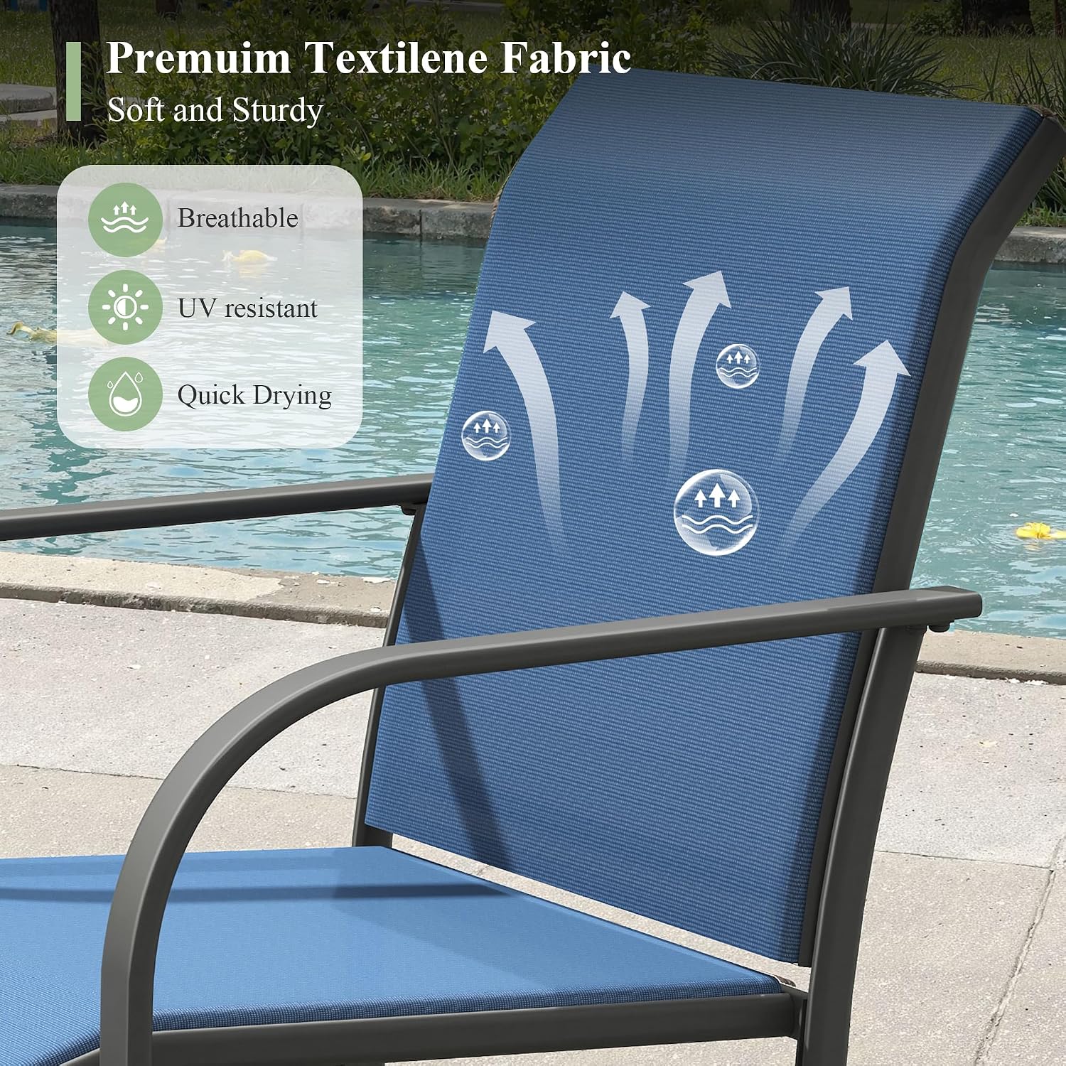 Thumbnail 2 de ARKOST Stackable Patio Dining Chairs, Set of 2, Dark Blue Textilene