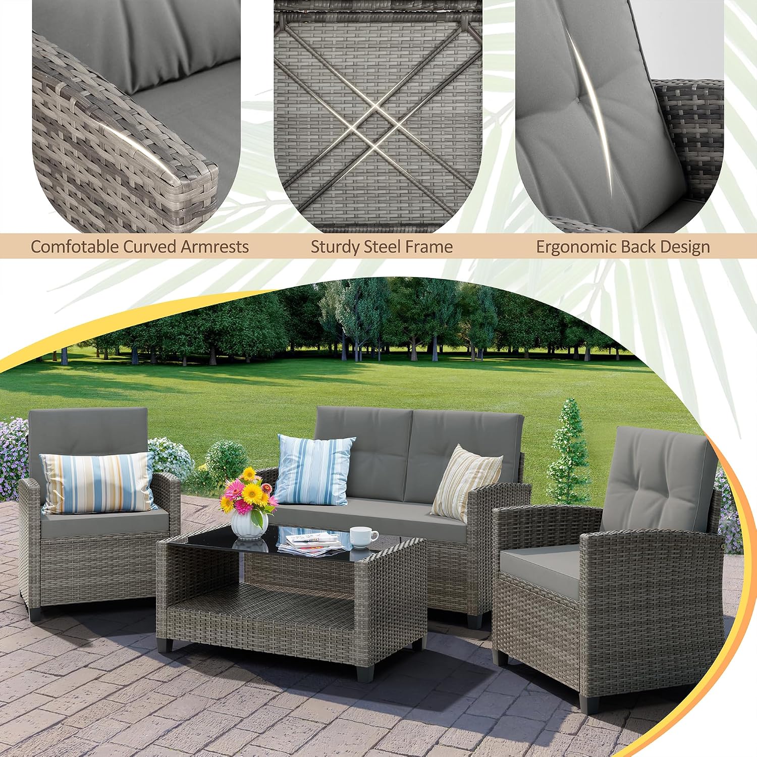 Detalle 2 de Shintenchi Patio Furniture Set with Rattan