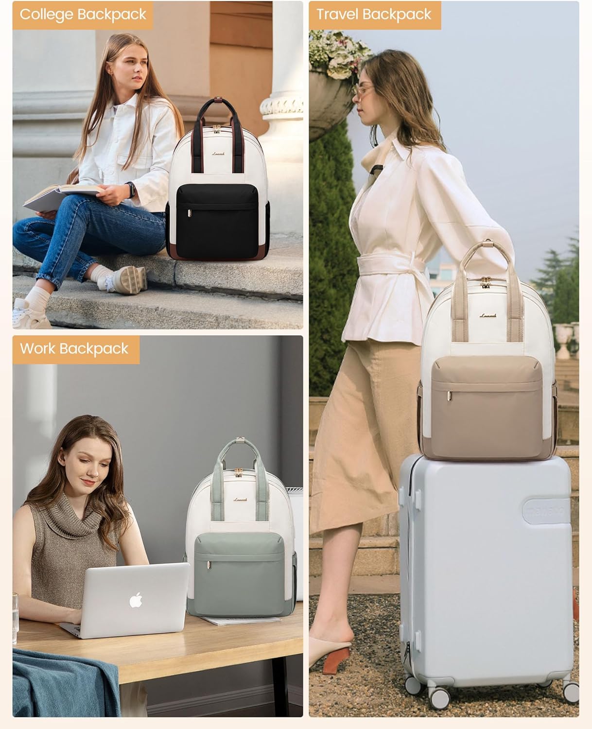 Thumbnail 6 de LOVEVOOK Damen-Rucksack Groß mit 17,3-Zoll-Laptopfach – wasserdichter Daypack für Schule, Büro und Reise