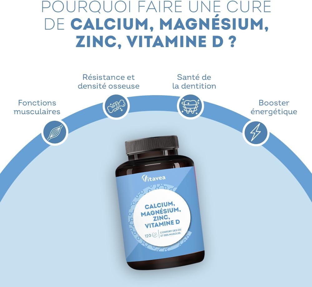 Thumbnail 2 de Vitavea Calcium, Magnésium, Zinc et Vitamine D3 – Confort des os et des muscles, 120 comprimés