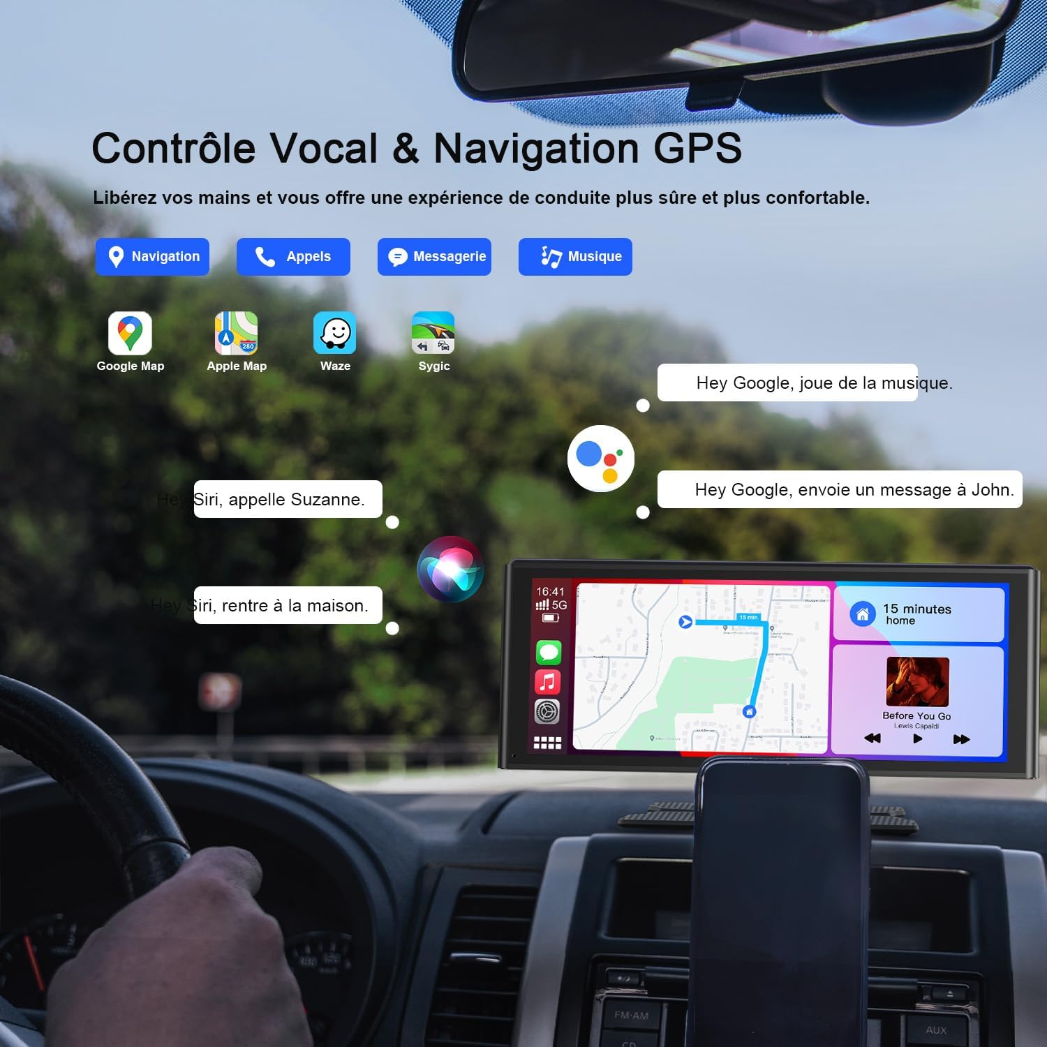 Detalle de Avylet 9,26'' CarPlay sans Fil avec Caméra de Recul — Écran tactile portable et navigation GPS