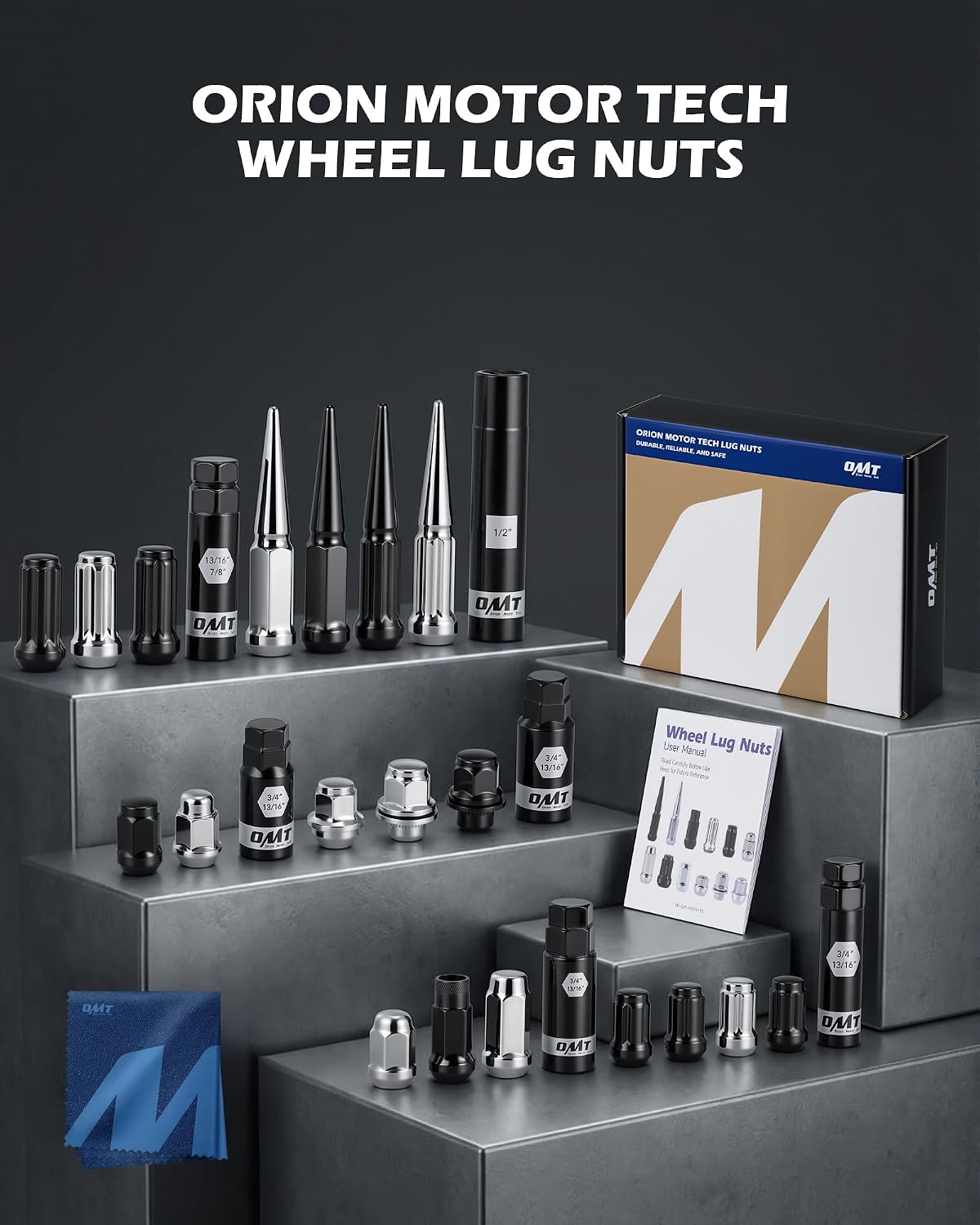 Thumbnail 6 de 14x1.5 Spike Lug Nuts 32pc Black 🔩