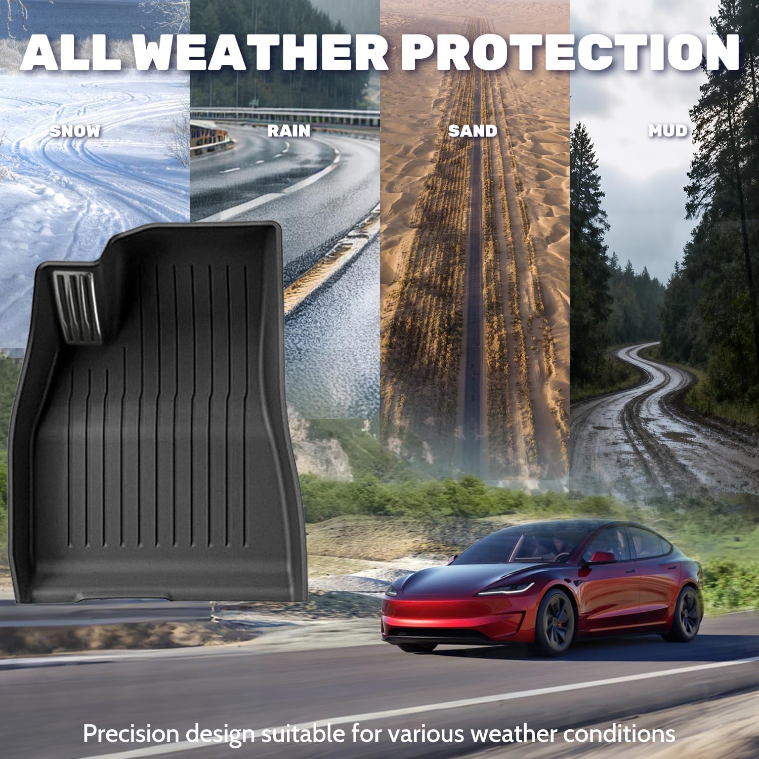 Thumbnail 4 de WUTGHUI TPE Floor Mats for Tesla Model 3 (2019-2023) – All Weather Cargo Liner Full Set