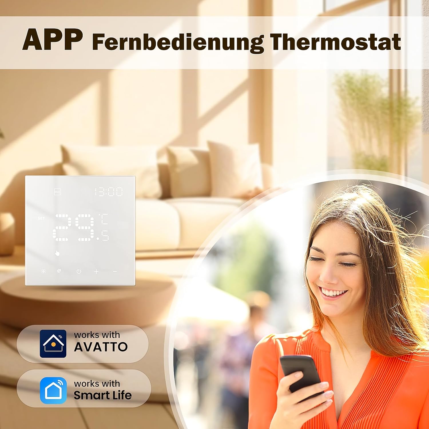 Detalle 2 de AVATTO Thermostat für Wasser Fußbodenheizung