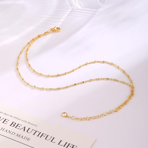 Thumbnail 5 de Tasiso Ankle Bracelets for Women - 14K Gold Plated Beaded Layered Anklet (Waterproof)