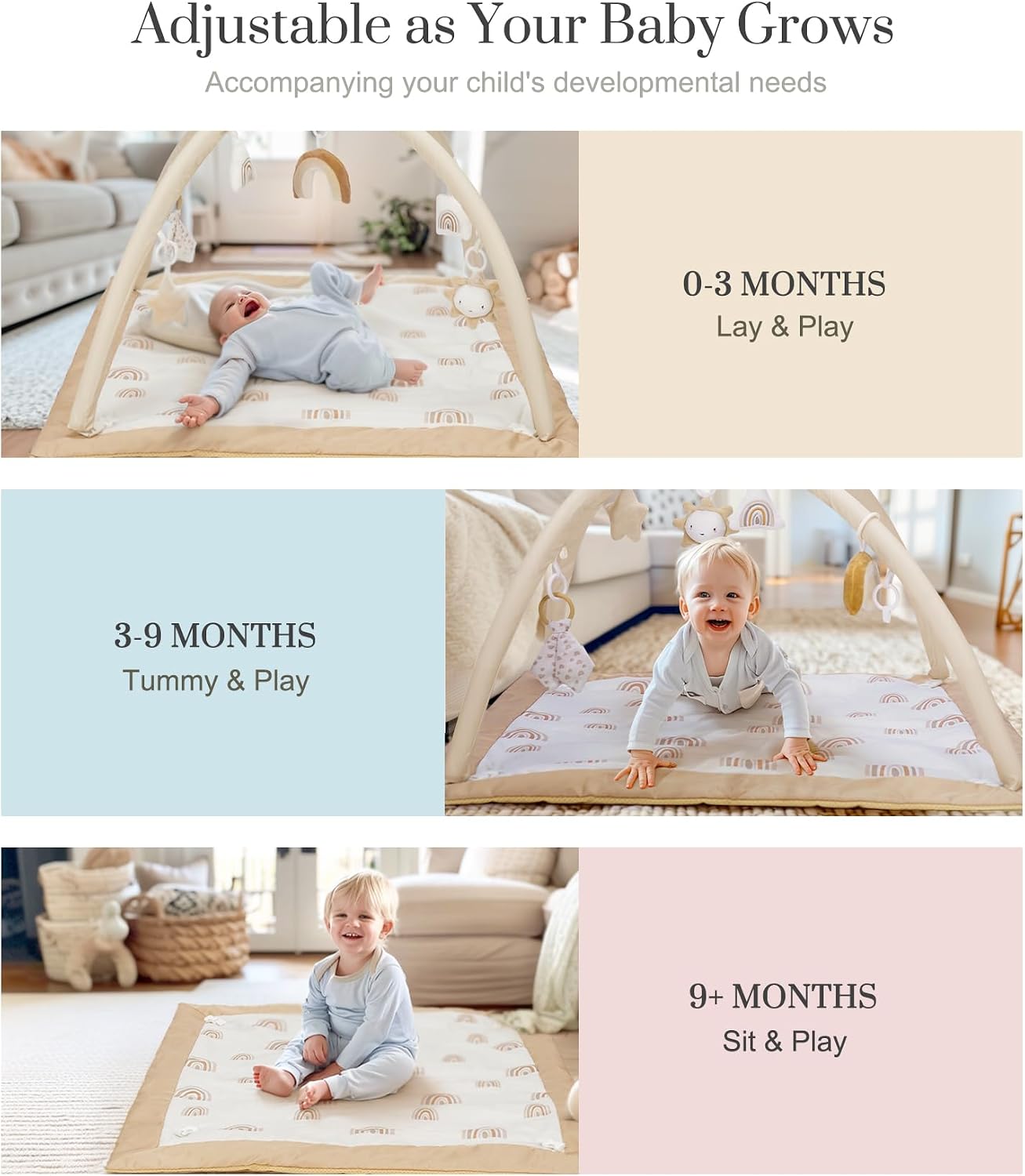 Detalle de Mallify BG-FCH Baby Play Gym with Washable Mat, 6 Toys & 12 Milestone Cards