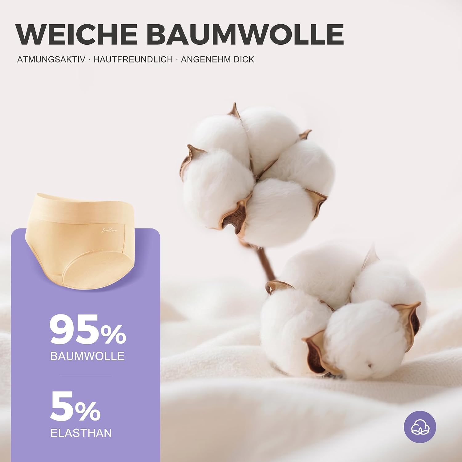 Detalle de IceReco Damen Unterhosen Baumwolle 5er Pack – Hohe Taille, atmungsaktiv und sanft zur Haut