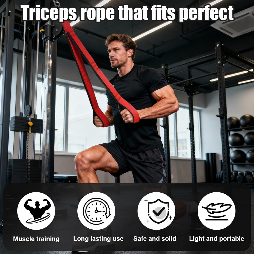 Thumbnail 2 de AOOSA 5369307 triceps-touw voor kabelmachine met multigrip-handgrepen