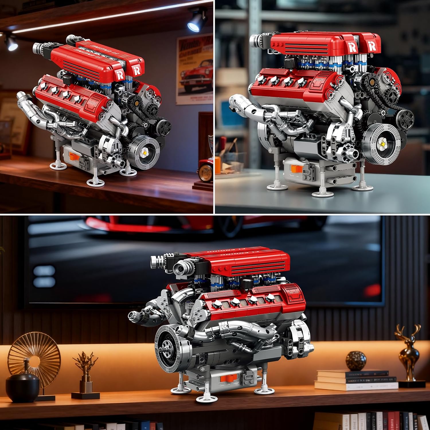 Thumbnail 6 de Reobrix V8 Engine Model Kit for Adults — 1101 Pieces, Moving V8 Engine Mock-Up