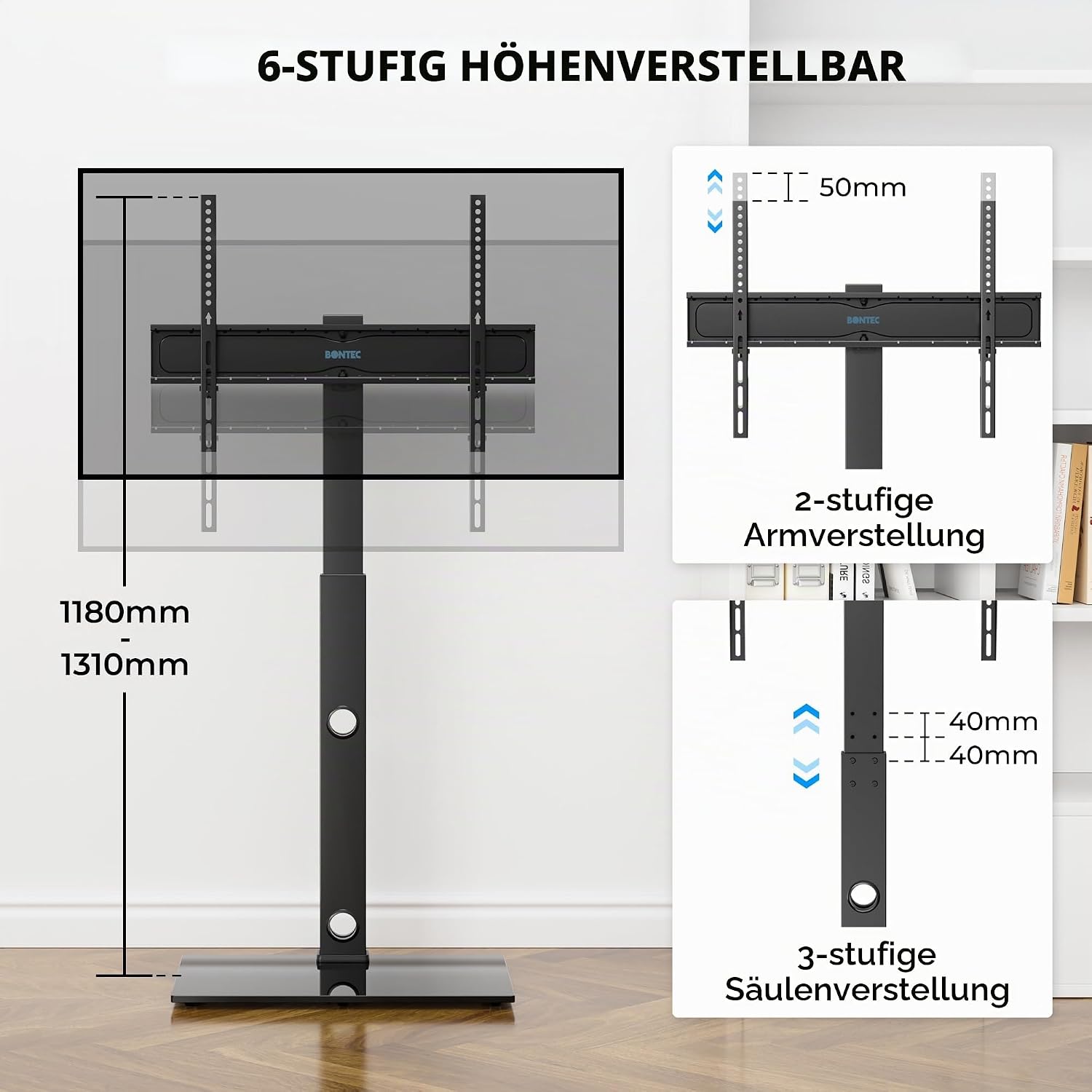 Detalle de BONTEC TV Ständer 30–70 Zoll höhenverstellbar