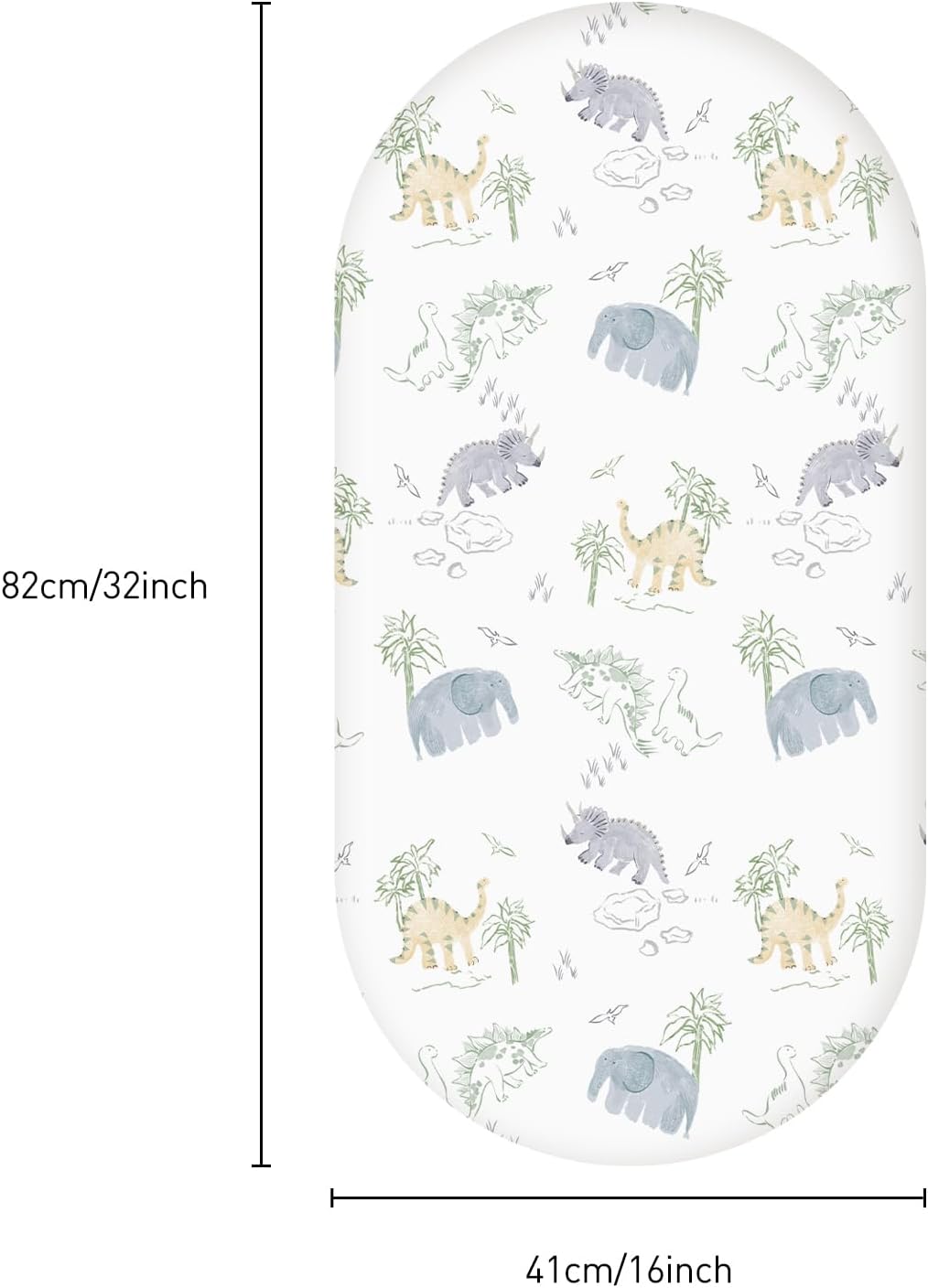 Detalle de GLLQUEN BABY 2 Pack Moses Basket Fitted Sheets (Dinosaur Explorer) – 81 x 41 cm