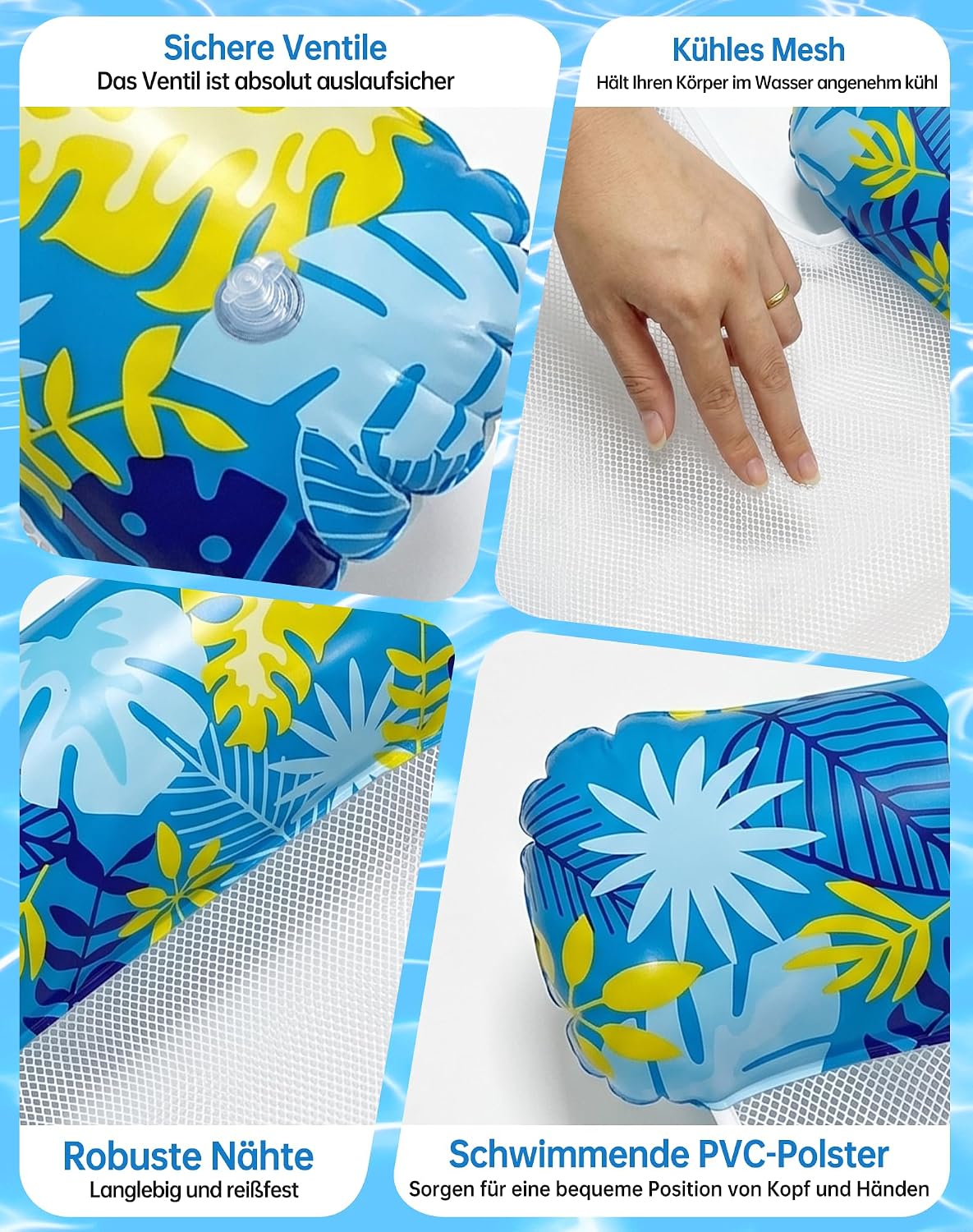 Detalle de Wincany Luftmatratze Pool – 4-in-1 Kippsicheres 3-Röhren-Design, 116 × 94 cm, max. 100 kg