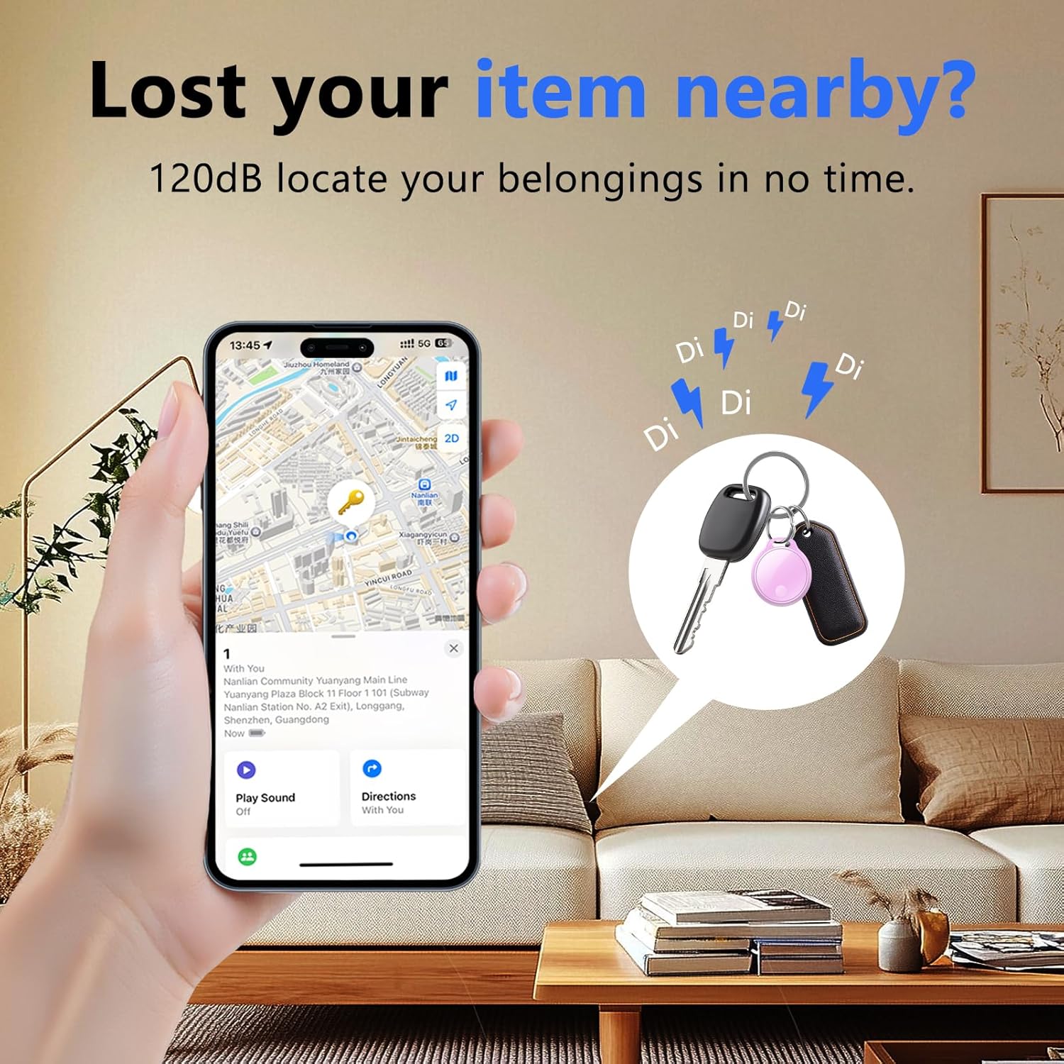 Thumbnail 2 de Air Tracker Tag 4-Pack (Apple Find My, iOS only) with 120dB Alarm, CR2032 Replaceable Battery, IP68