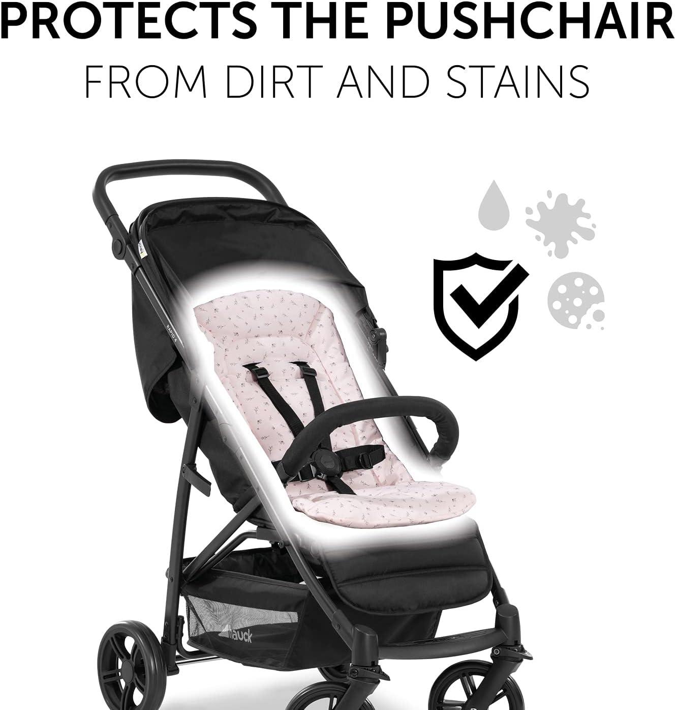 Detalle 2 de hauck Padded Pushchair Liner, Flowers Rose — Universal Fit with Breathable Cotton