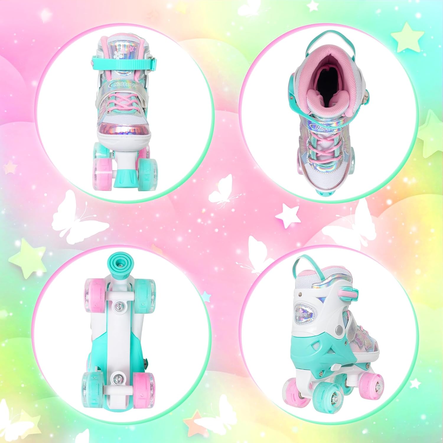 Detalle 2 de Nattork Kids Roller Skates, Adjustable to 4 Sizes