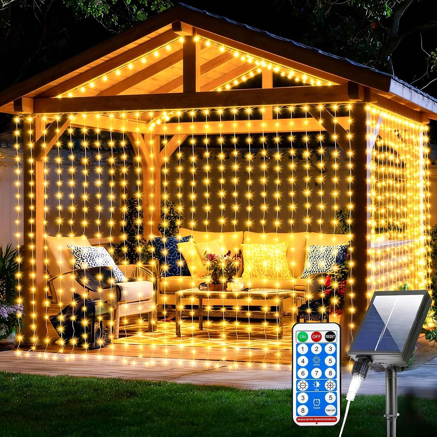 Detalle de Joycome solarna kurtyna świetlna 3 × 3 m, 300 LED, pilot, 8 trybów
