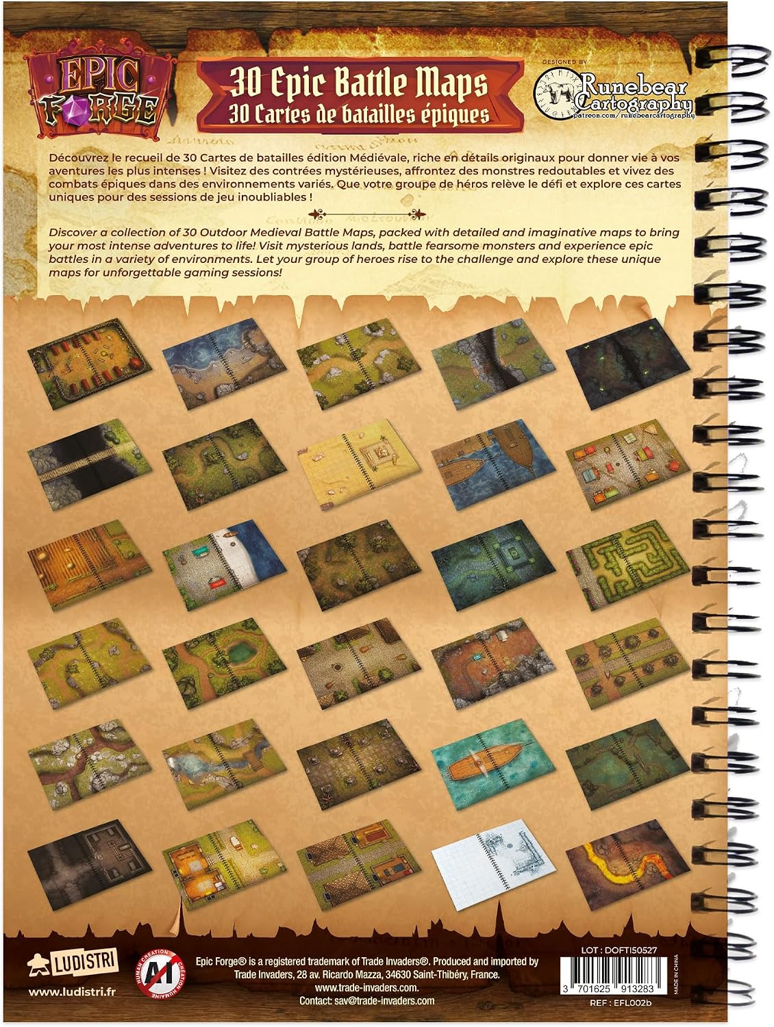 Detalle de Epic Forge Battlemaps Bok: Heroic Fantasy Edition – inbunden med 30 utomhuskartor