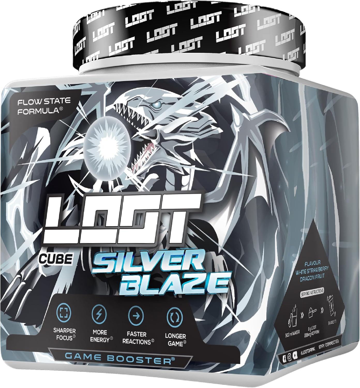 Detalle de LOOT Gaming Energy Booster Silver Blaze – Flow-State-Formel für Konzentration & Ausdauer