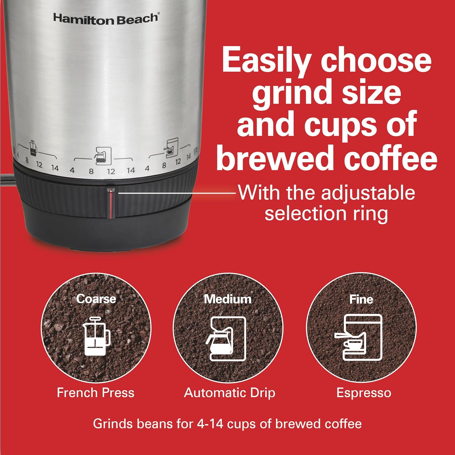Thumbnail 1 de Hamilton Beach 80406 Coffee Grinder 4-14 Cups
