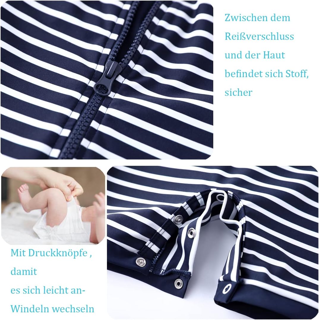 Detalle de UMELOK Baby Badeanzug mit Sonnenhut UV Schutz (UPF 50+) für Jungen