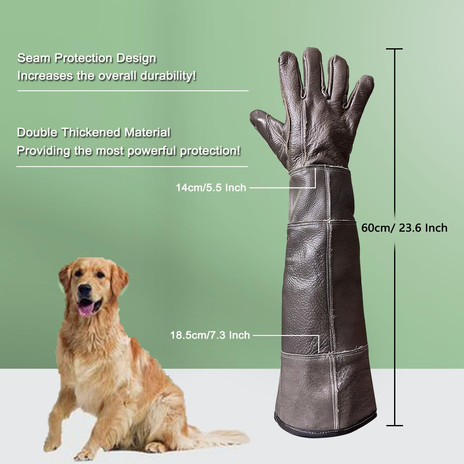 Detalle de FIPASEN Animal Handling Gloves Bite Resistant (60cm) – Durable, Bite-Proof Work Gloves for Pets and Garden Tasks