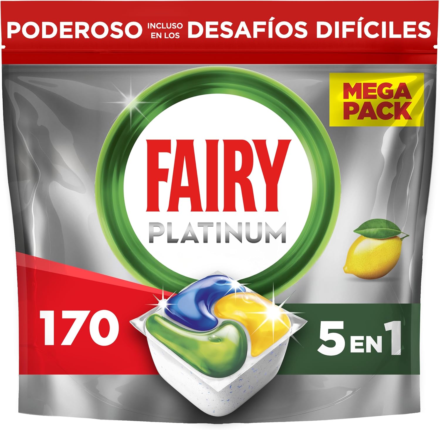 Thumbnail 6 de Fairy Platinum Limón 🍋 Cápsulas Lavavajillas Todo En Uno 126