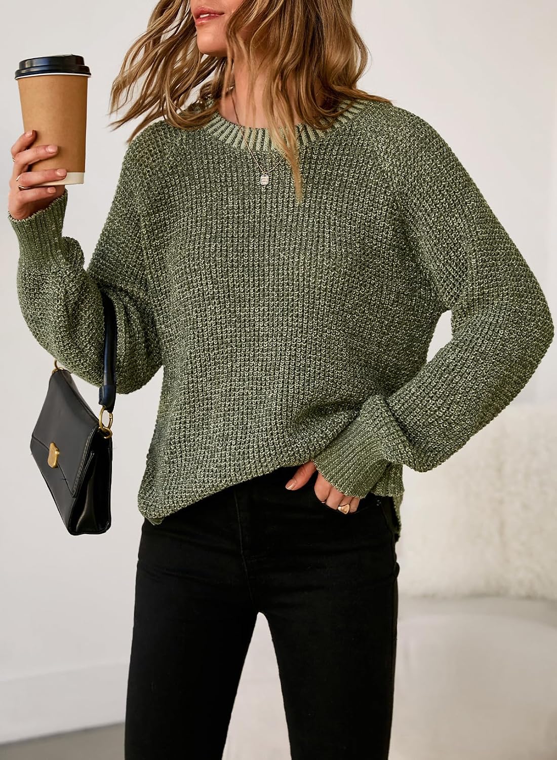 Detalle 2 de Dokotoo Women's Pullover Sweater, Waffle Knit