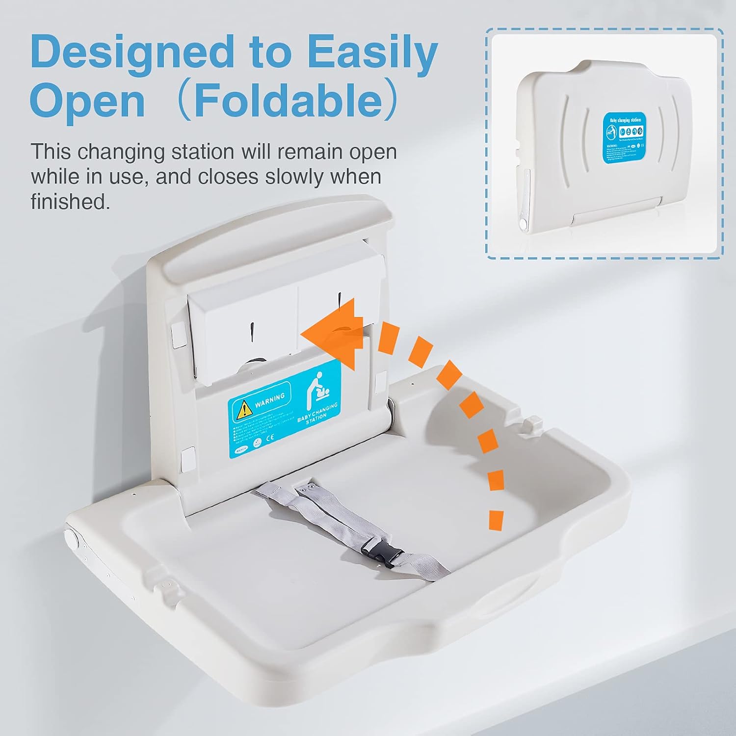 Thumbnail 5 de Modunful Horizontal Baby Changing Station/Table and Sign (Wall Mounted) – Safe, Space-Saving Changing Unit