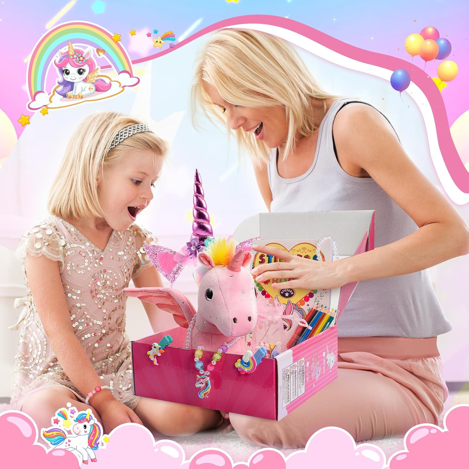 Thumbnail 6 de EUCOCO unicorn plush toy set for 3–8 year old girls (ages 3, 4 & 5) with colouring book and accessories
