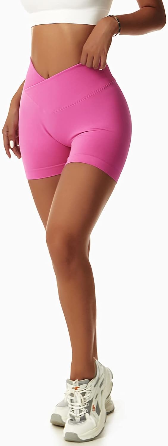 Detalle 2 de Vertvie Damen Gym Shorts V-Cross Stretch Push-Up High Waist – nahtloser Workout-Shorts mit 4-Wege-Stretch