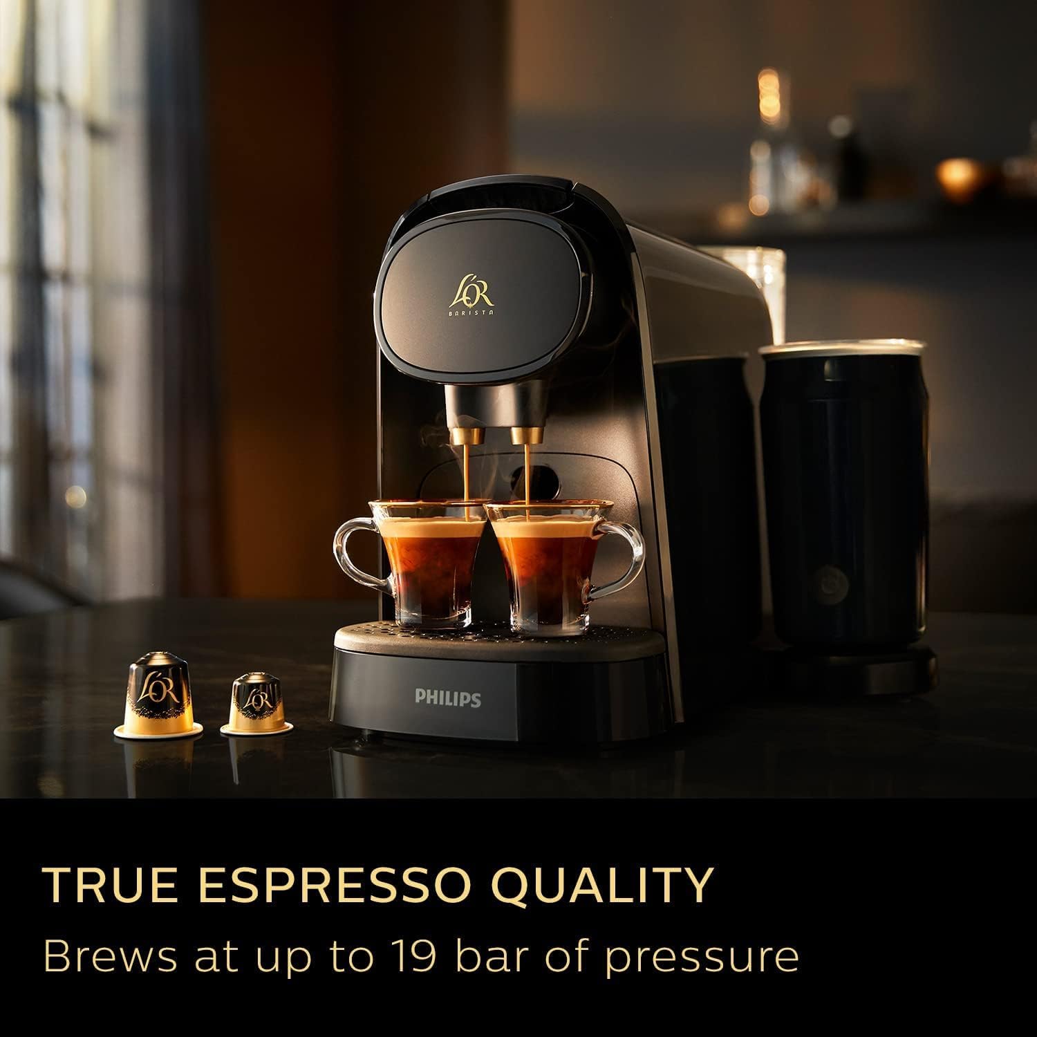 Thumbnail 3 de Philips L’OR Barista capsule coffee machine & milk frother (LM8014/60) in black