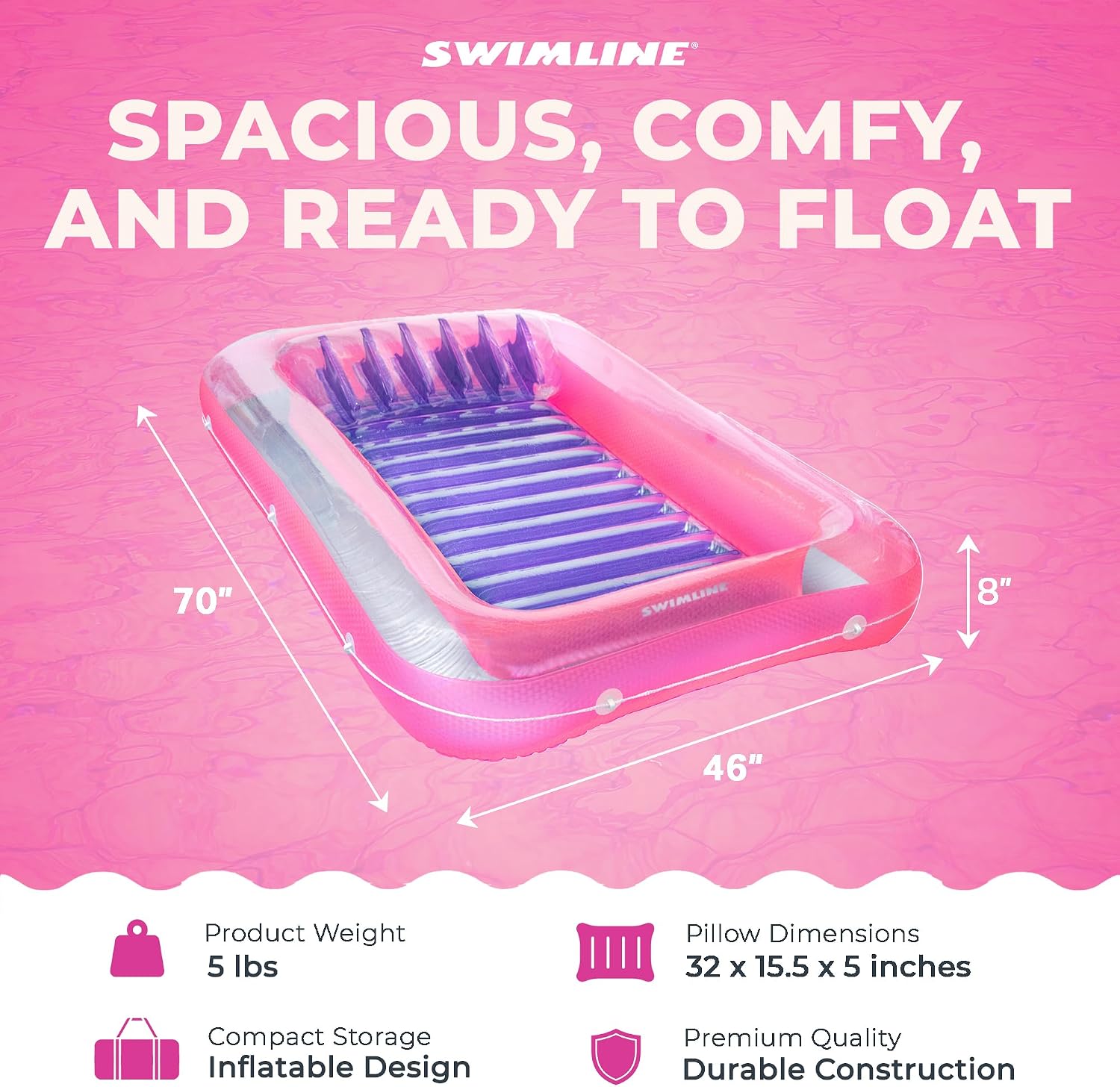 Detalle de SWIMLINE Original Suntan Tub Series Classic Inflatable Tanning Float