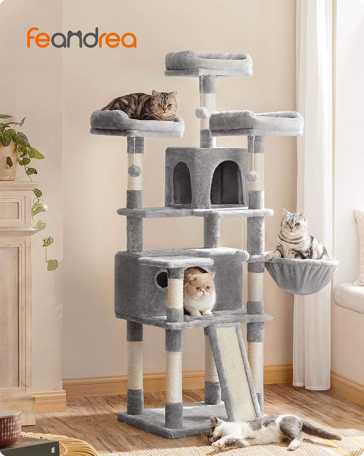 Detalle 2 de Feandrea Arbre à Chat XXL 168 cm Gris Clair