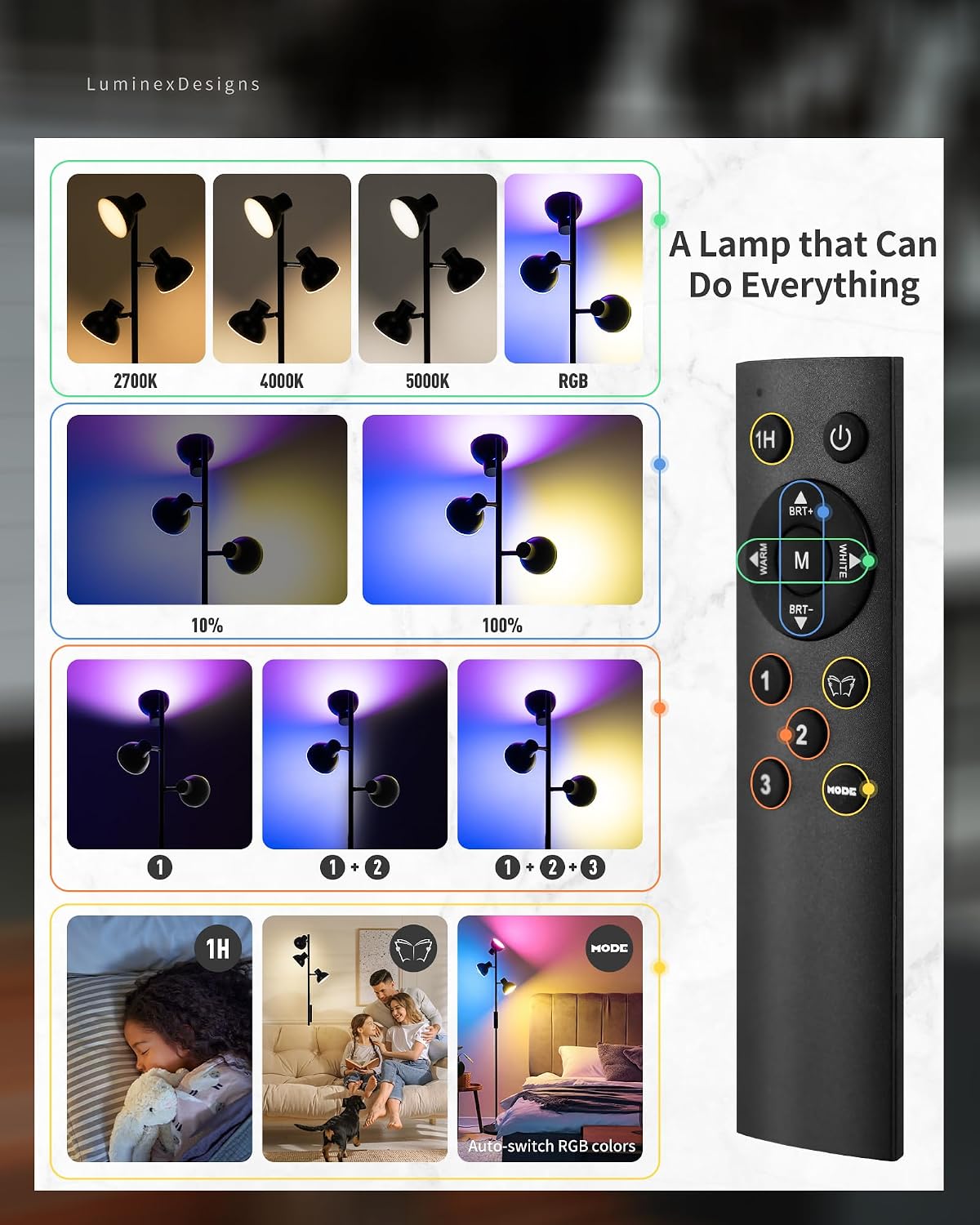 Thumbnail 6 de Lampada da terra 3 luci RGB LED 36W 2800lm