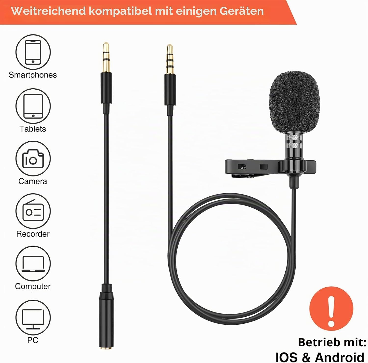 Detalle 2 de LEKATO Lavalier Mikrofon für Handy und PC