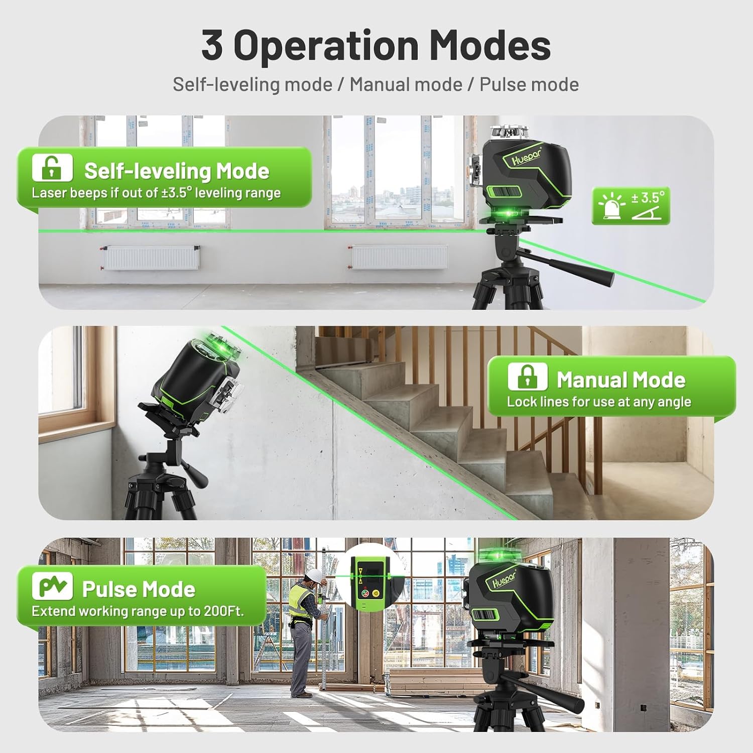 Detalle 2 de Huepar S04CG 4D Laser Level: 4 x 360 Cross Lines with Bluetooth App Control