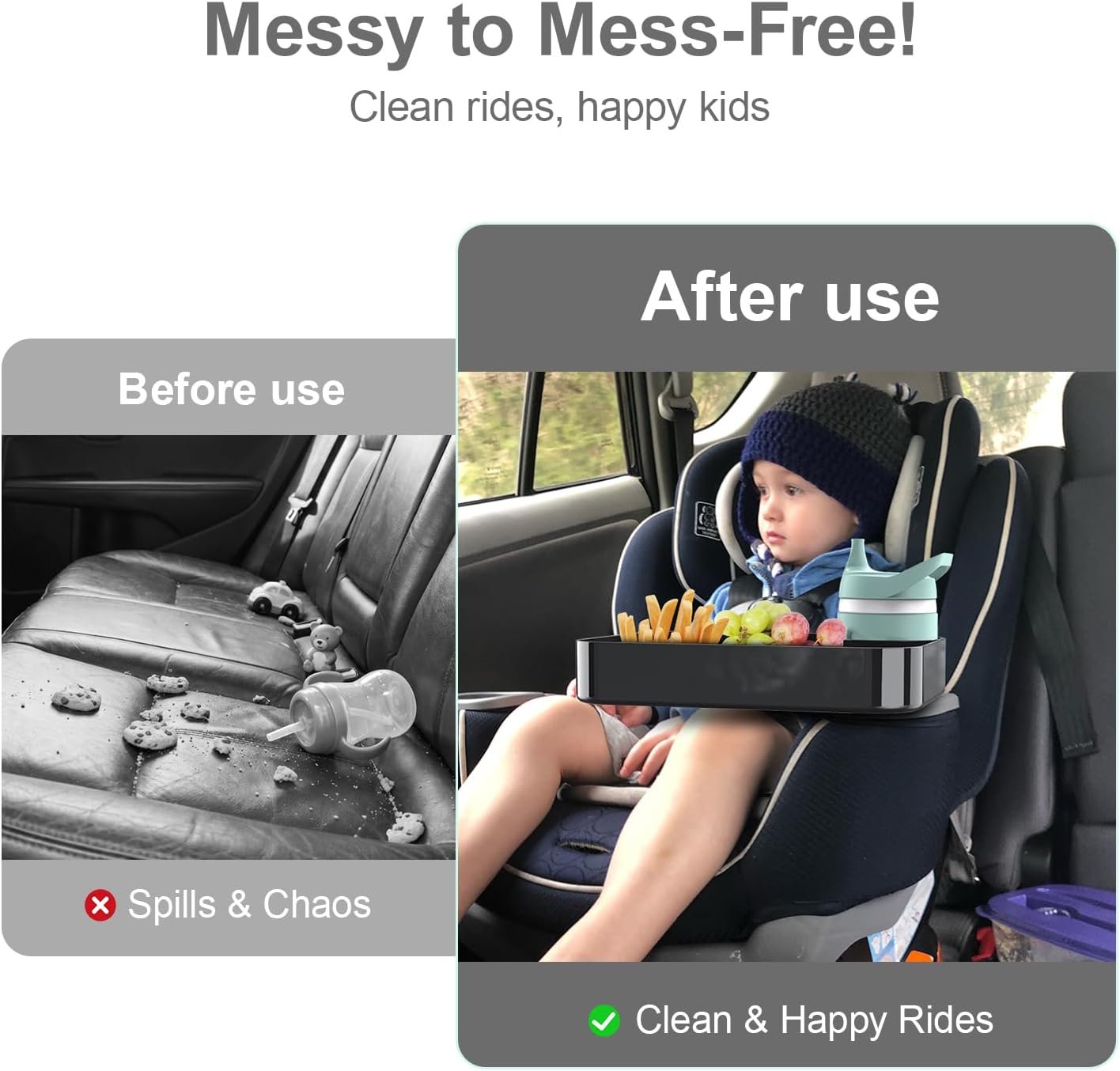 Detalle de DOKNAAM Cup Tray-10 Kids Car Seat Tray with 3-Inch Cup Holder and Dip Well