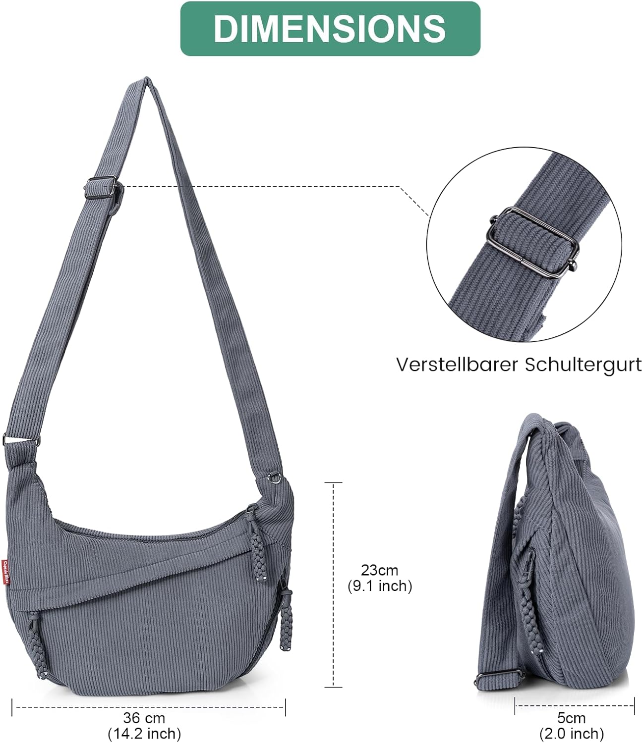 Thumbnail 2 de Captain Blues Umhängetasche Cord 38×28×15 cm