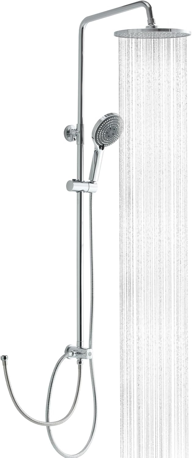 Thumbnail 6 de OFFO Regendusche ohne Armatur Chrom, 30x30 cm, Edelstahl-Duschset – Höhenverstellbar, 1,6 m Twist-Free Duschschlauch