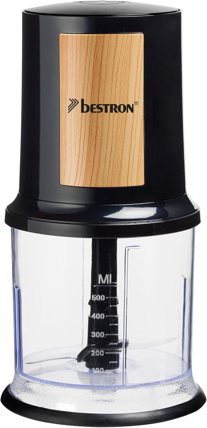 Detalle 2 de Bestron hachoir électrique, mini hachoir 500 ml – 2 lames en inox, noir/argent