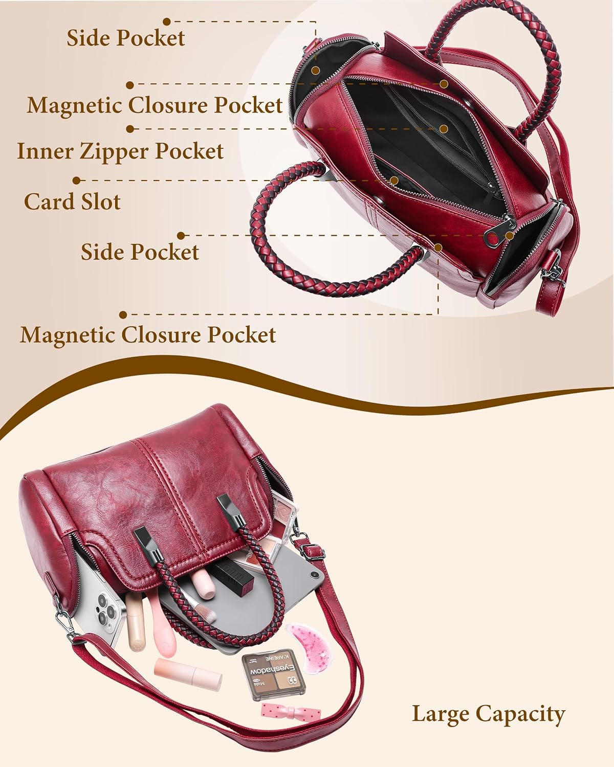 Detalle de DesKimdo Handbag in PU Vegan Leather